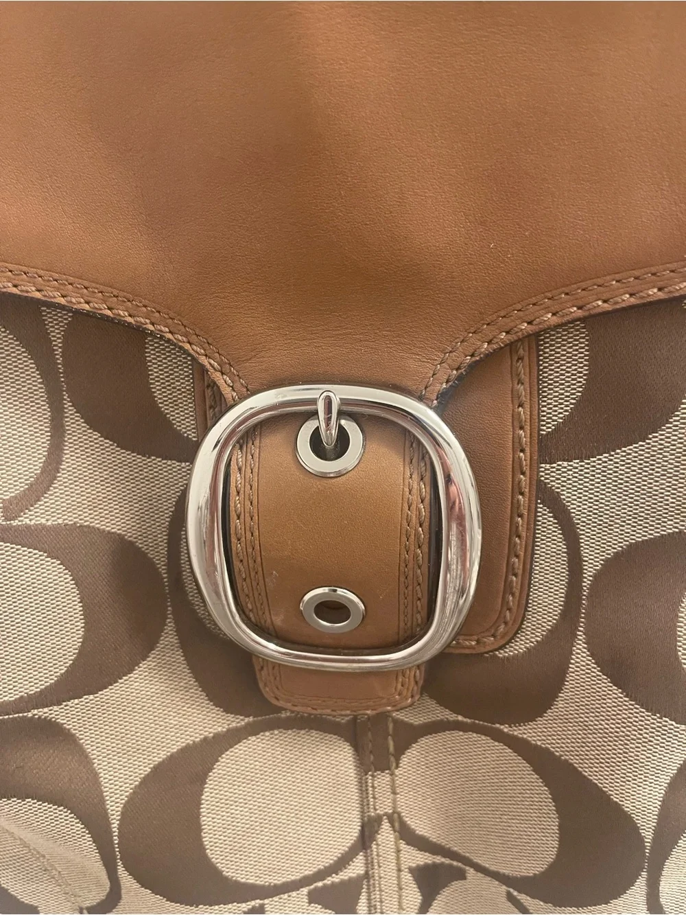 Coach Brown Signature Canvas and Leather Shoulder Bag F13360